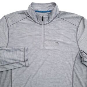 Tommy Bahama Sweater Mens XL Gray Island Zone Performance Quarter Zip Pullover